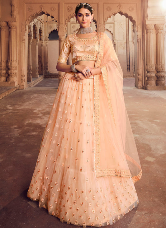 Light Orange Wedding Lehenga Choli