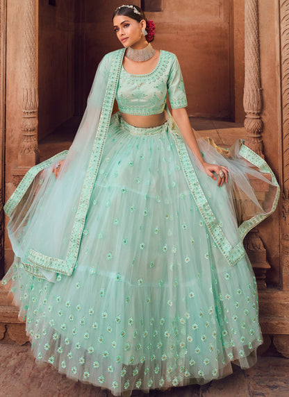 Sky Blue Party Wear Lehenga Choli