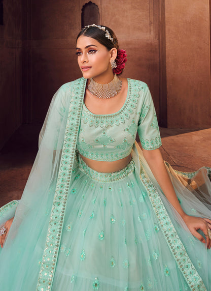 Sky Blue Party Wear Lehenga Choli