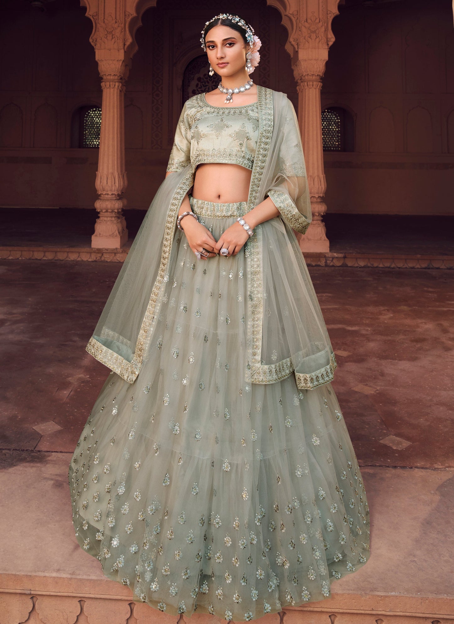 Grey Designer Lehenga Choli