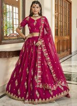 Cherry Pink Party Organza Silk Wear Lehenga Choli