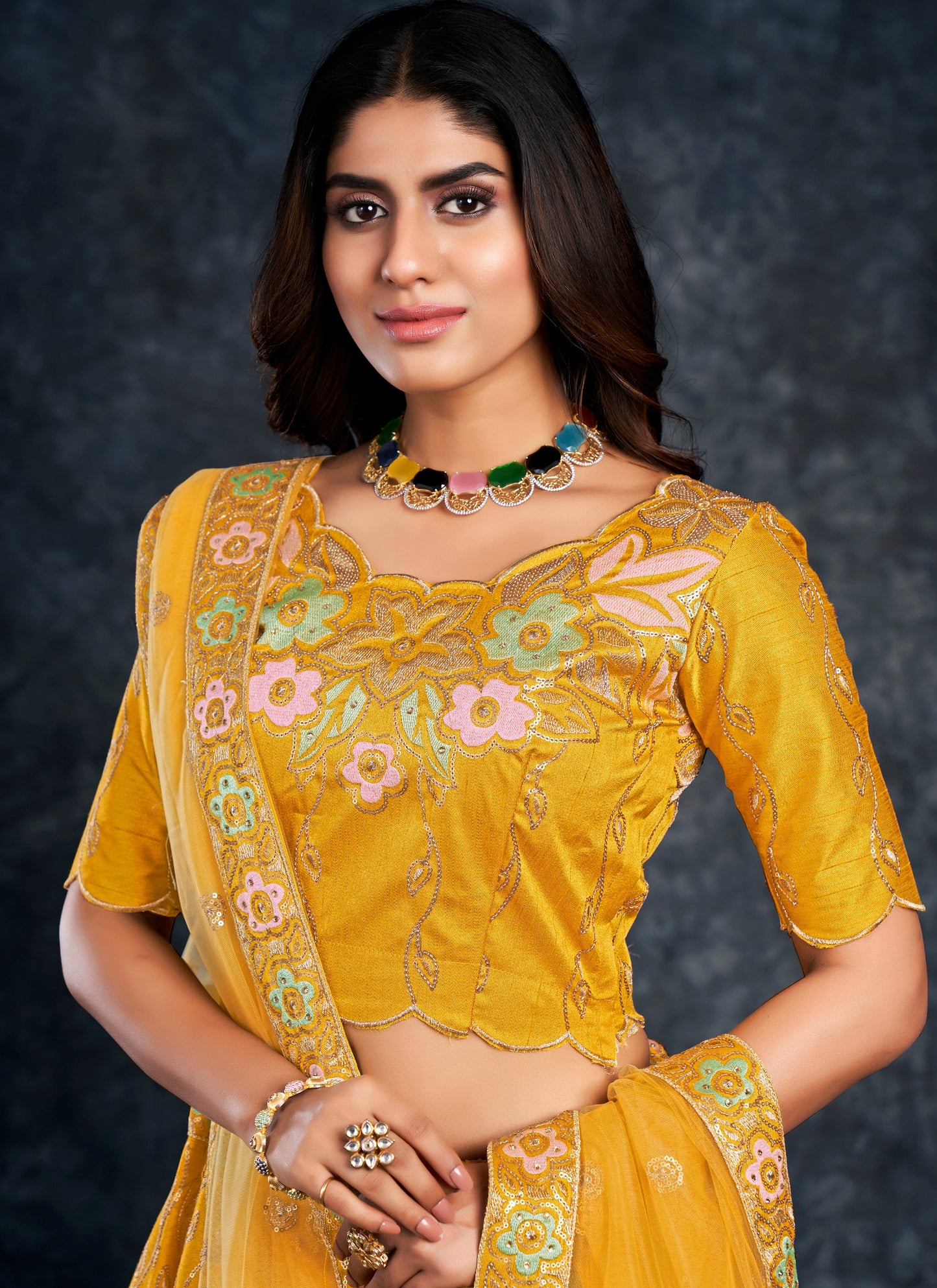 Bridal Mustard Yellow Lehenga Choli