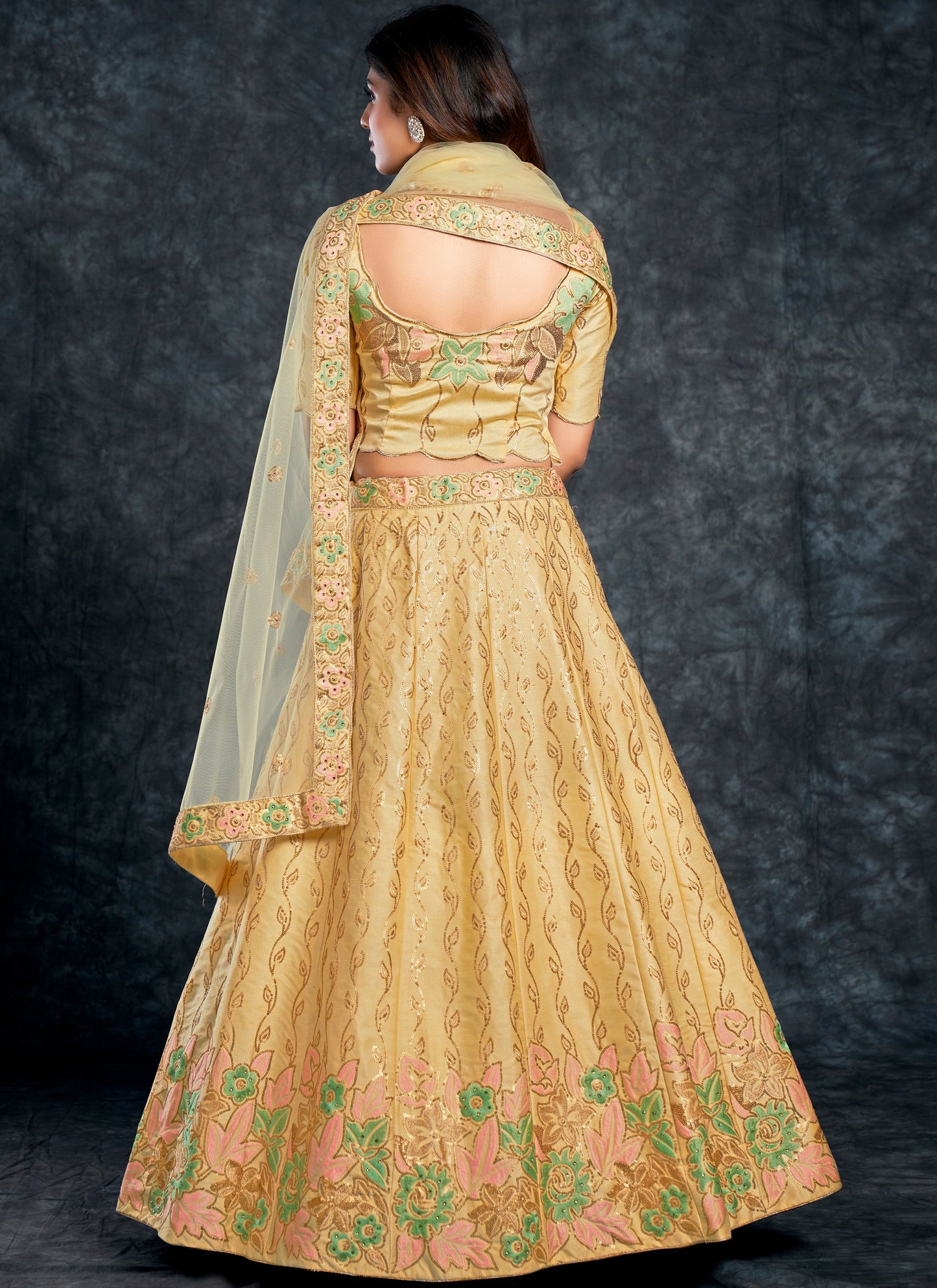 Bridal Light Yellow Lehenga Choli