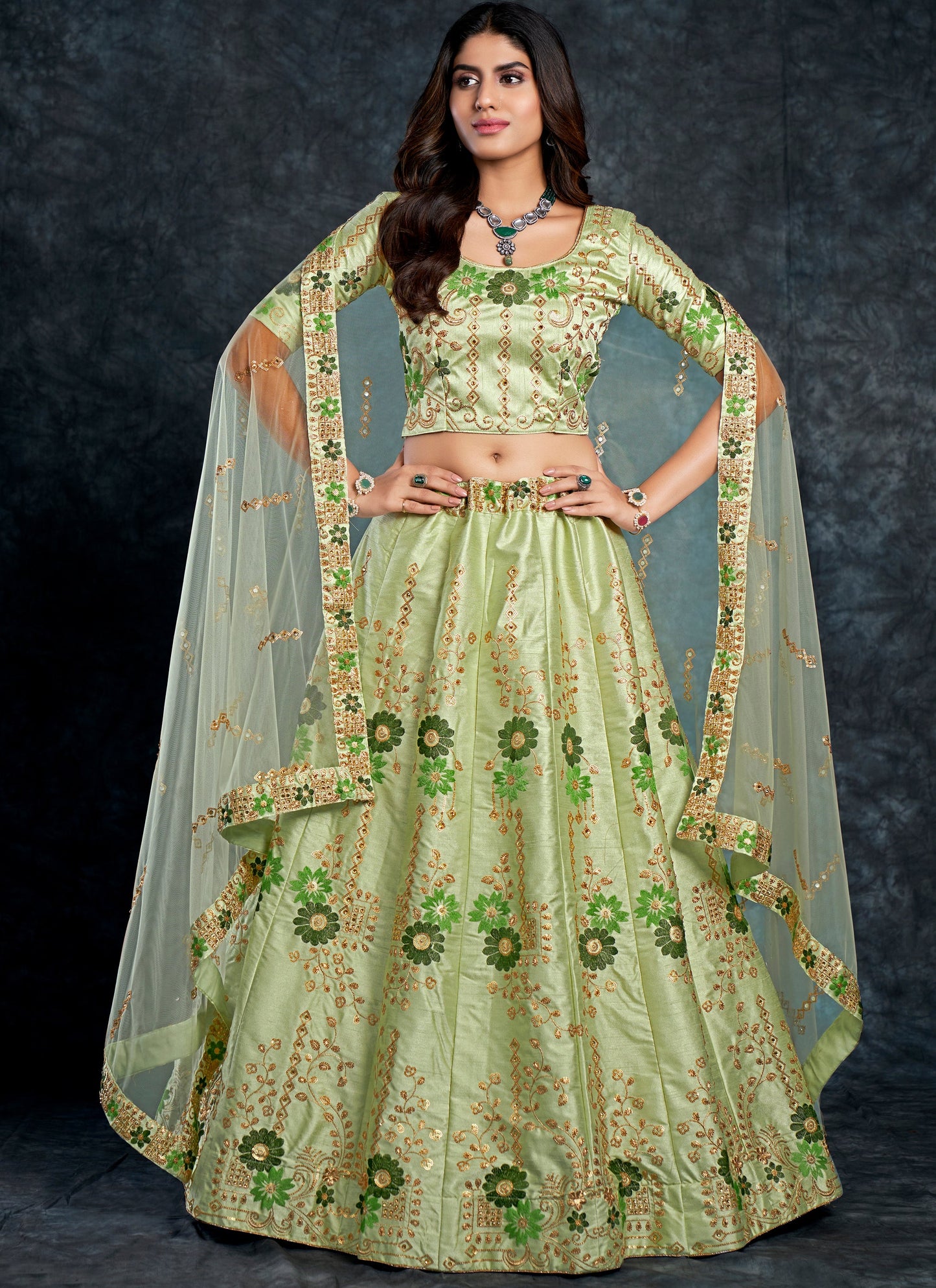 Bridal Pista Green Lehenga Choli