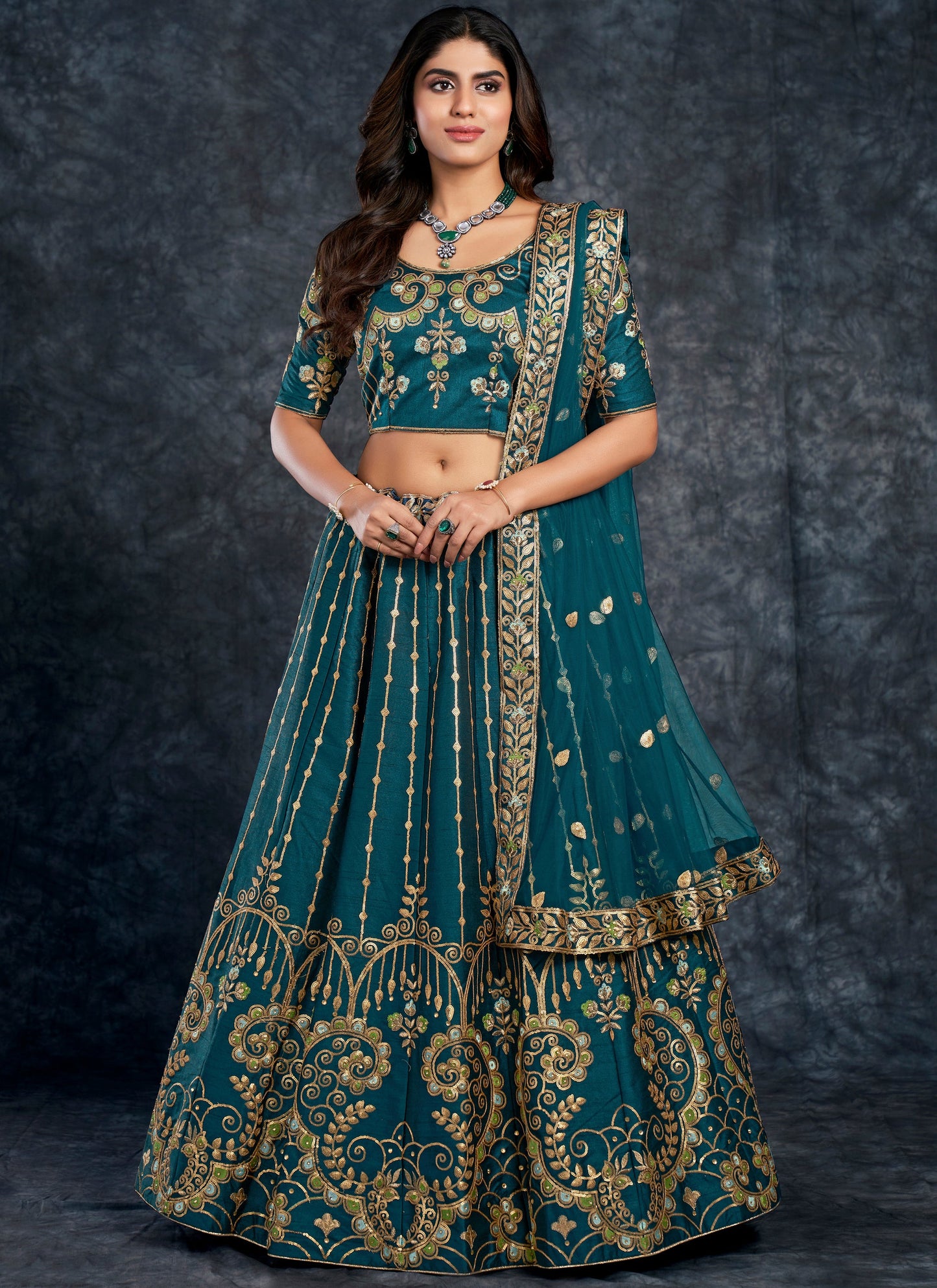 Bridal Navy Blue Lehenga Choli