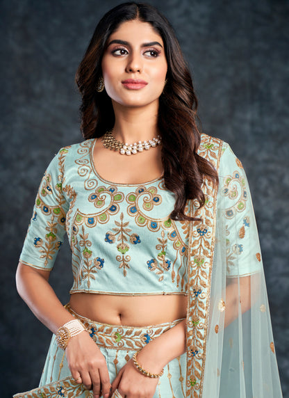 Bridal Sky Blue Lehenga Choli