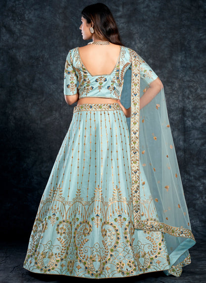 Bridal Sky Blue Lehenga Choli