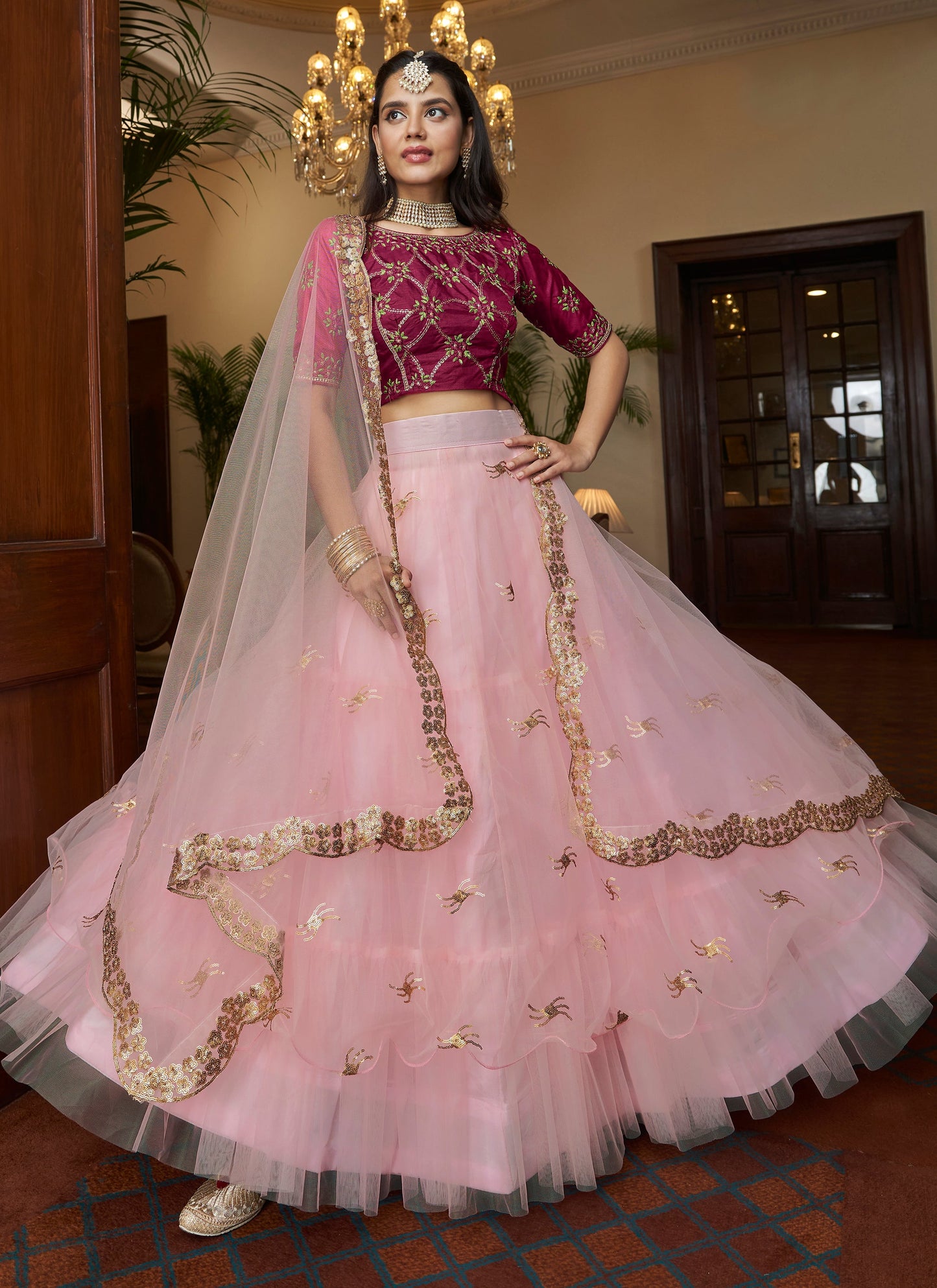 Designer Baby Pink Lehenga Choli