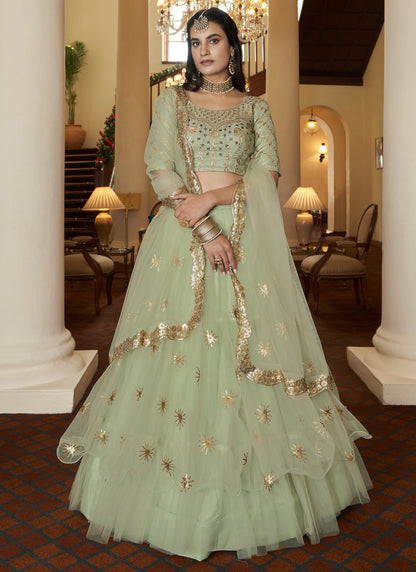 Designer Pista Green Lehenga Choli