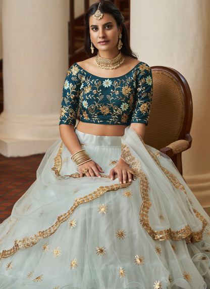 Designer Sky Blue Lehenga Choli