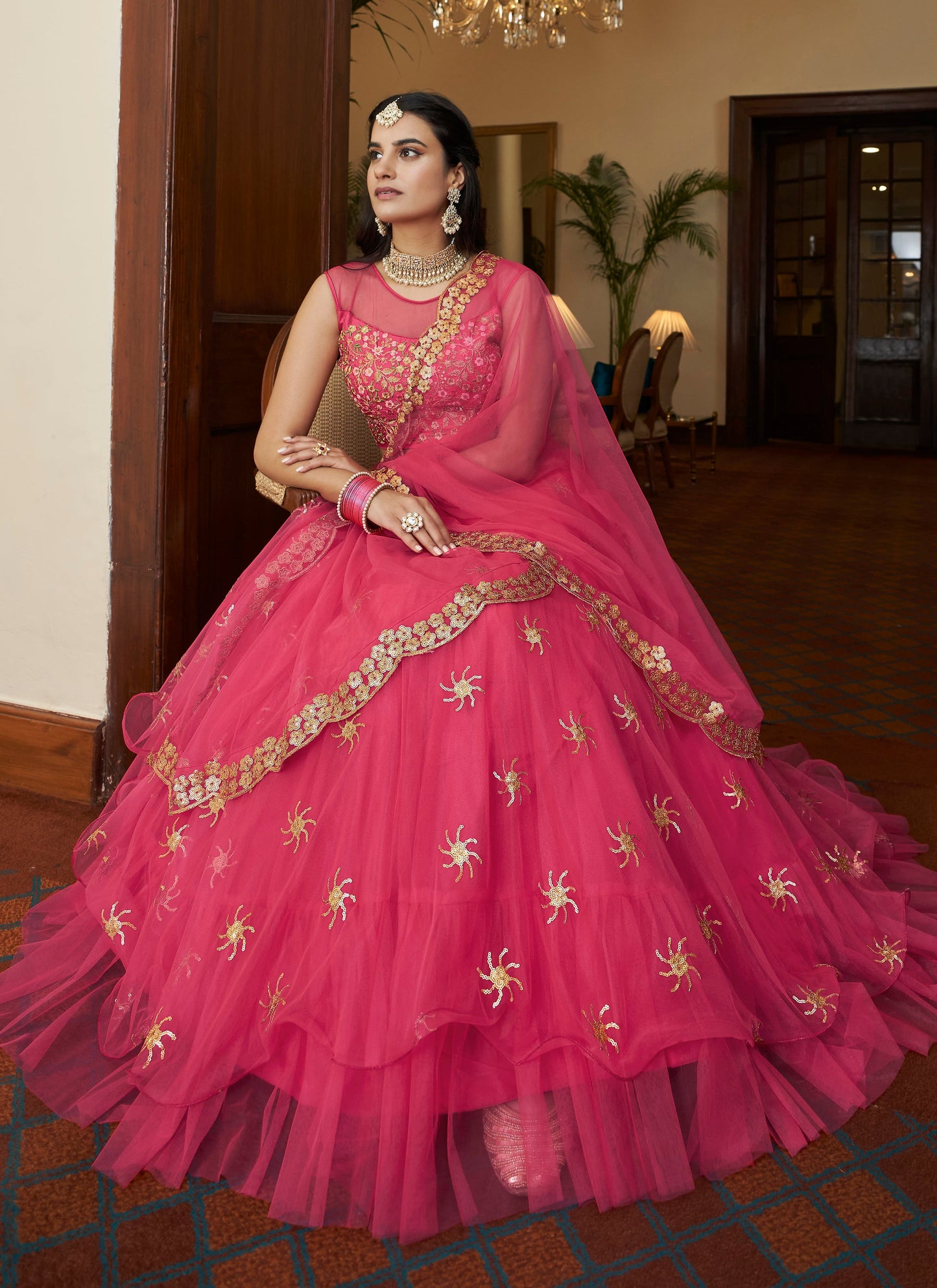 Designer Bright Pink Lehenga Choli