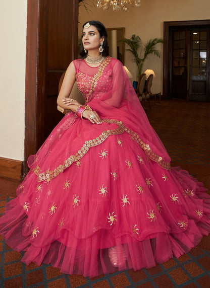 Designer Bright Pink Lehenga Choli