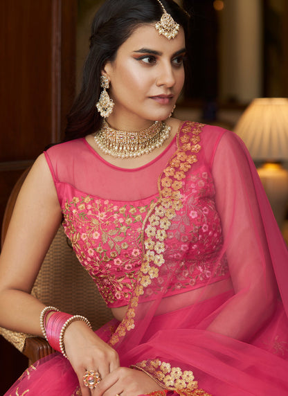 Designer Bright Pink Lehenga Choli