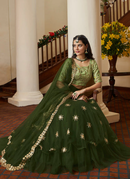 Designer Mehendi Green Lehenga Choli