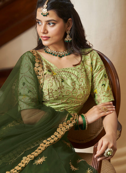 Designer Mehendi Green Lehenga Choli