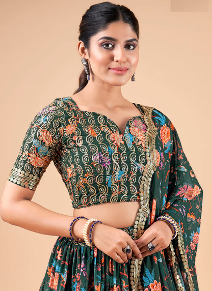 Green Printed LehengaCholi