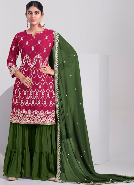 Buy Designer Pink Sharara Suit