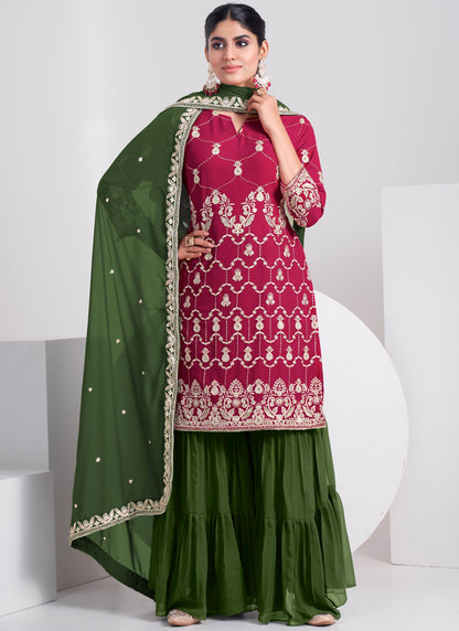 Buy Designer Pink Sharara Suit