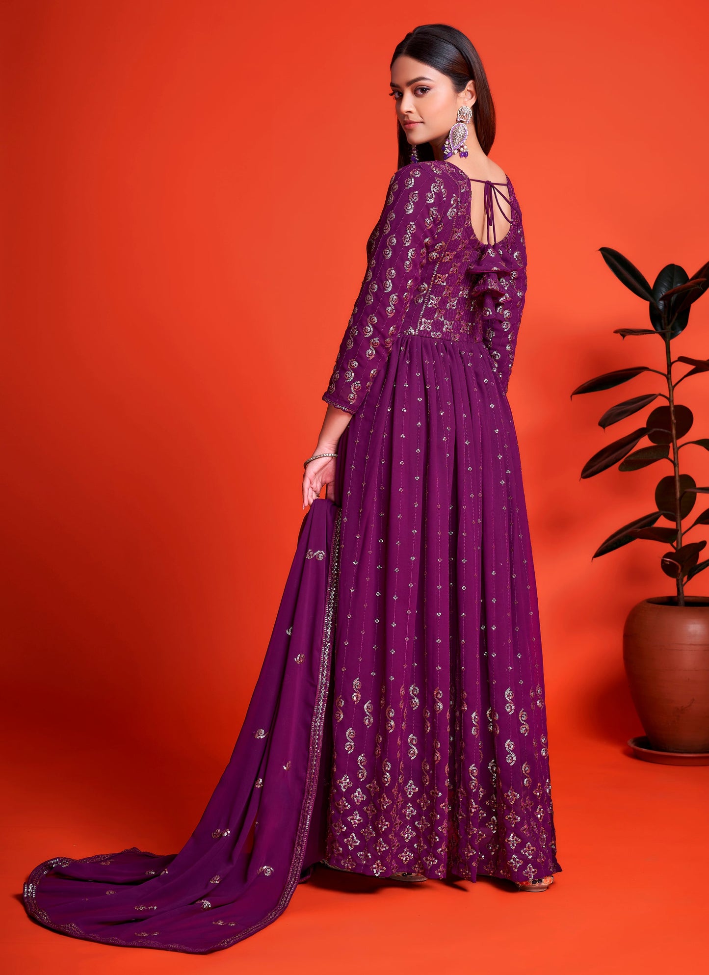 Designer Purple Long Gown