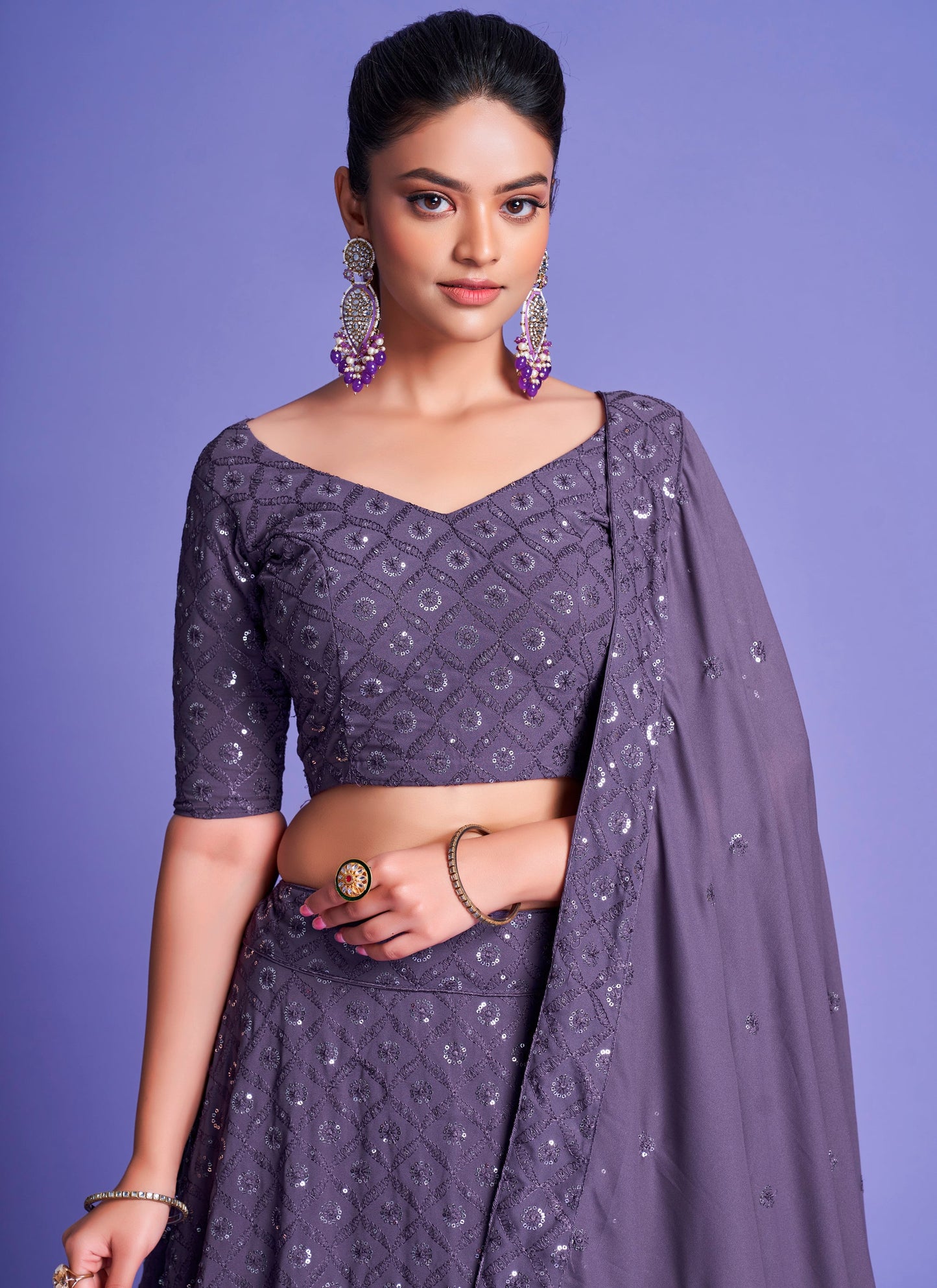 Stylish Purple Lehenga Choli