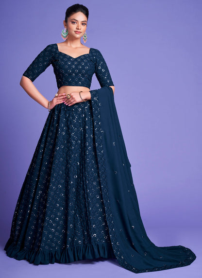 Stylish Teal Blue Lehenga Choli