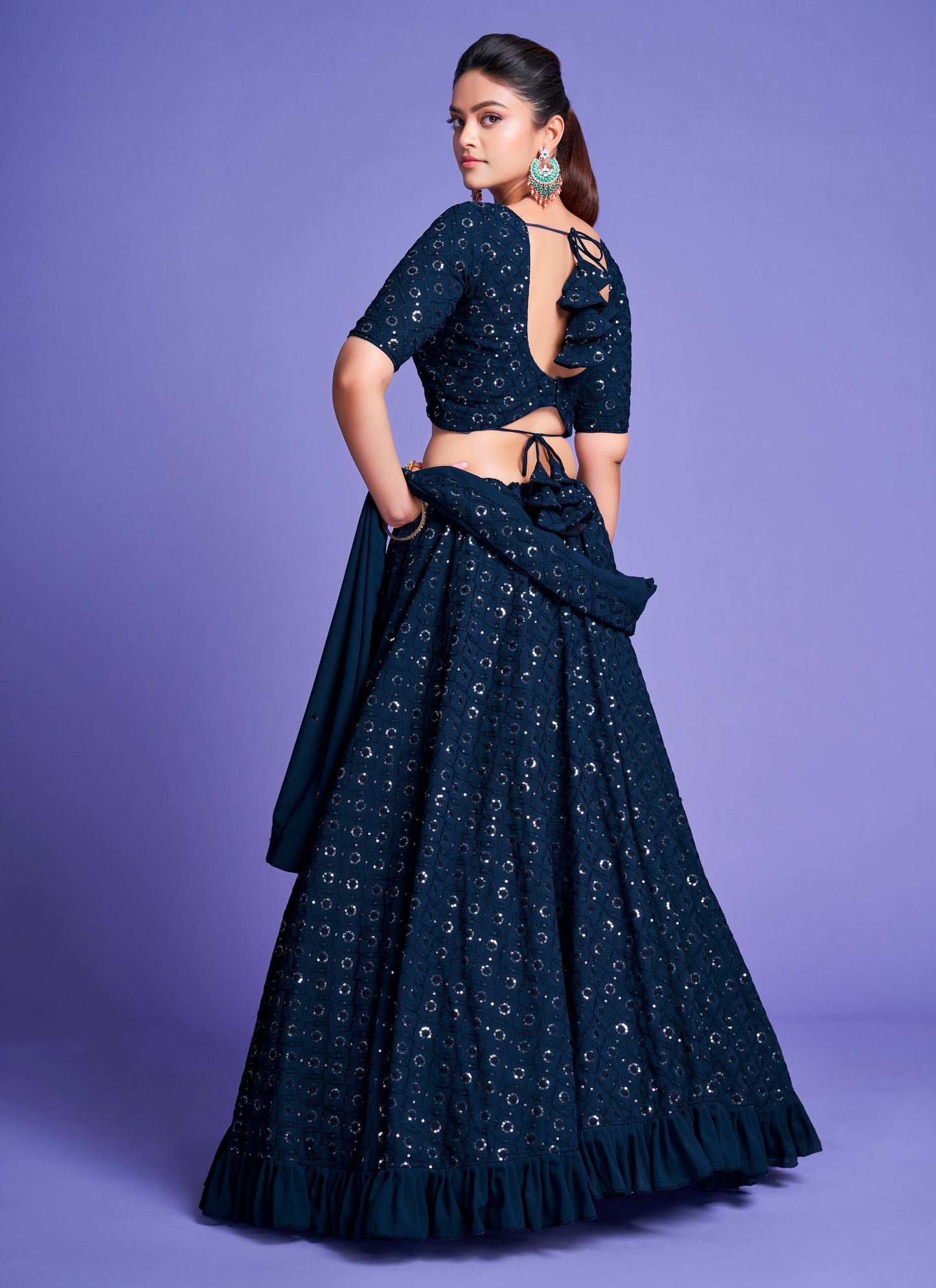 Stylish Teal Blue Lehenga Choli