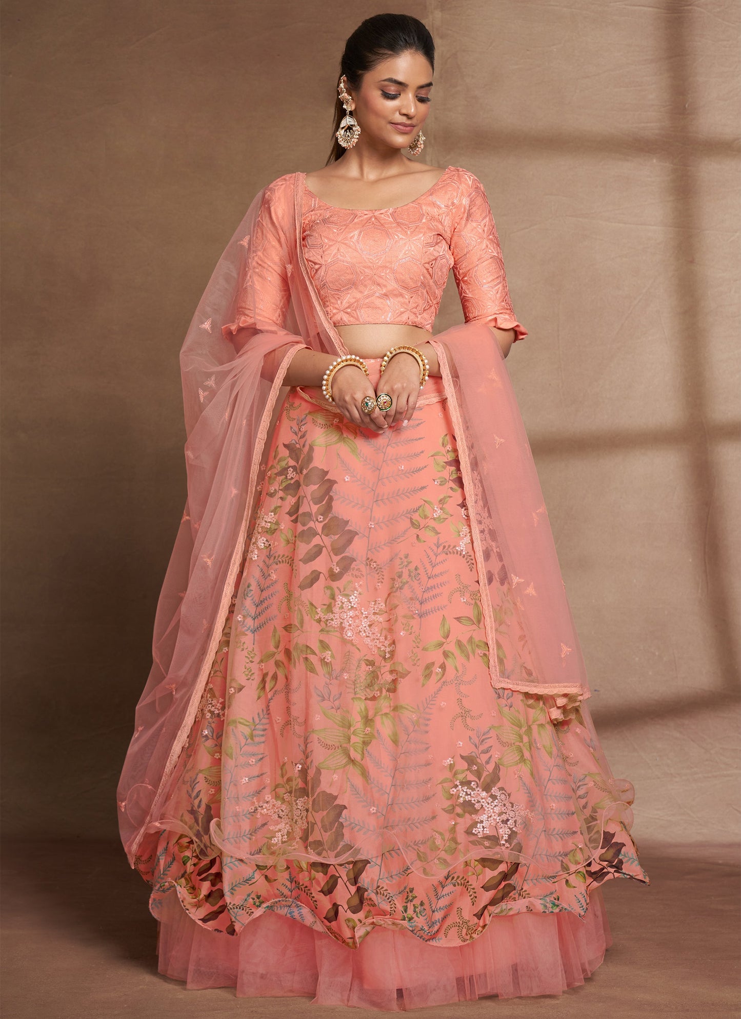 Fancy Peach Lehenga Choli