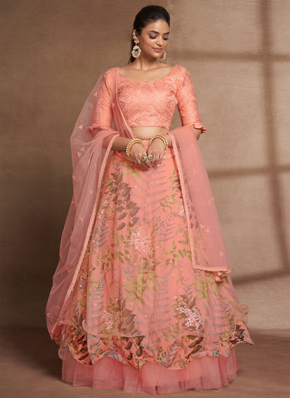 Fancy Peach Lehenga Choli