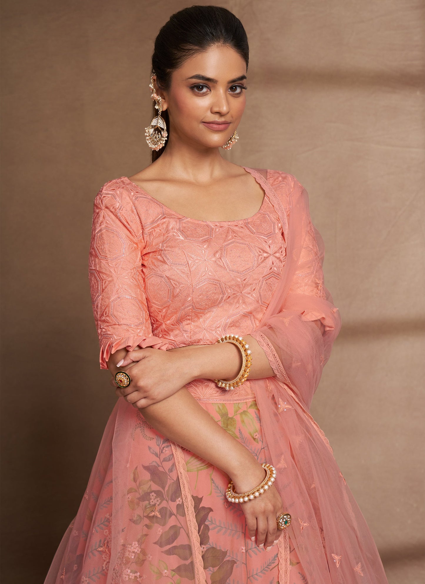 Fancy Peach Lehenga Choli