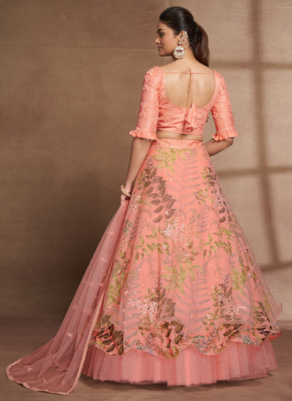 Fancy Peach Lehenga Choli