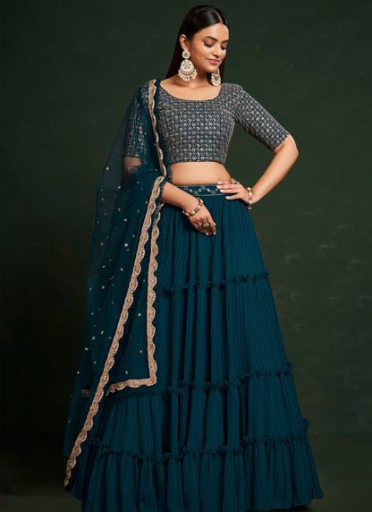 Designer Teal Blue Lehenga Choli