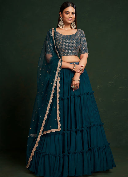 Designer Teal Blue Lehenga Choli