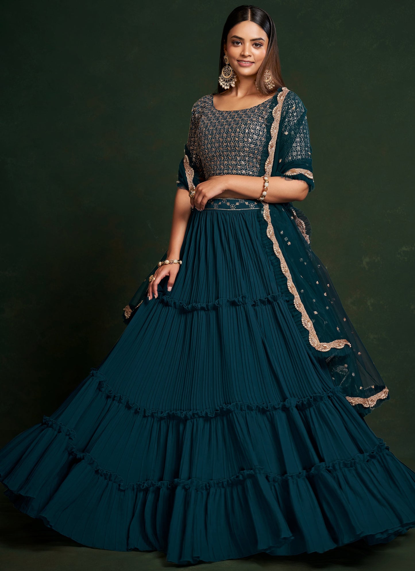 Designer Teal Blue Lehenga Choli