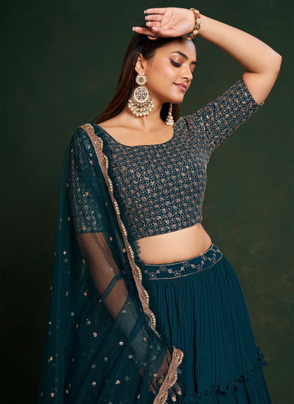 Designer Teal Blue Lehenga Choli