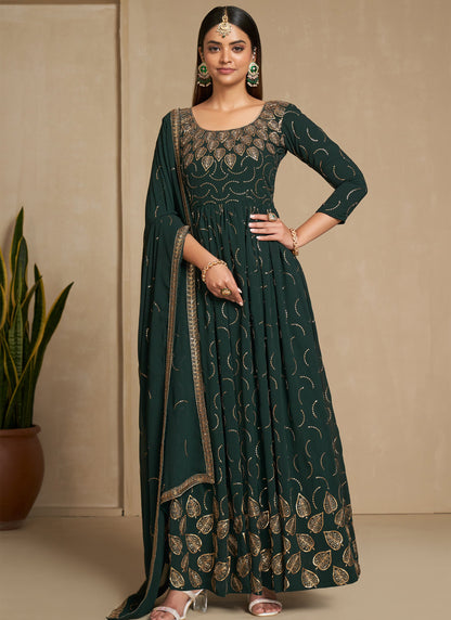 Designer Green Long Gown