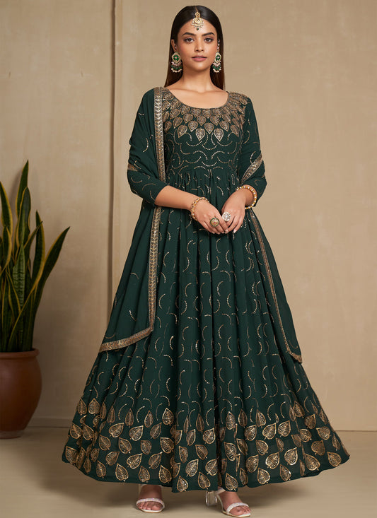 Designer Green Long Gown