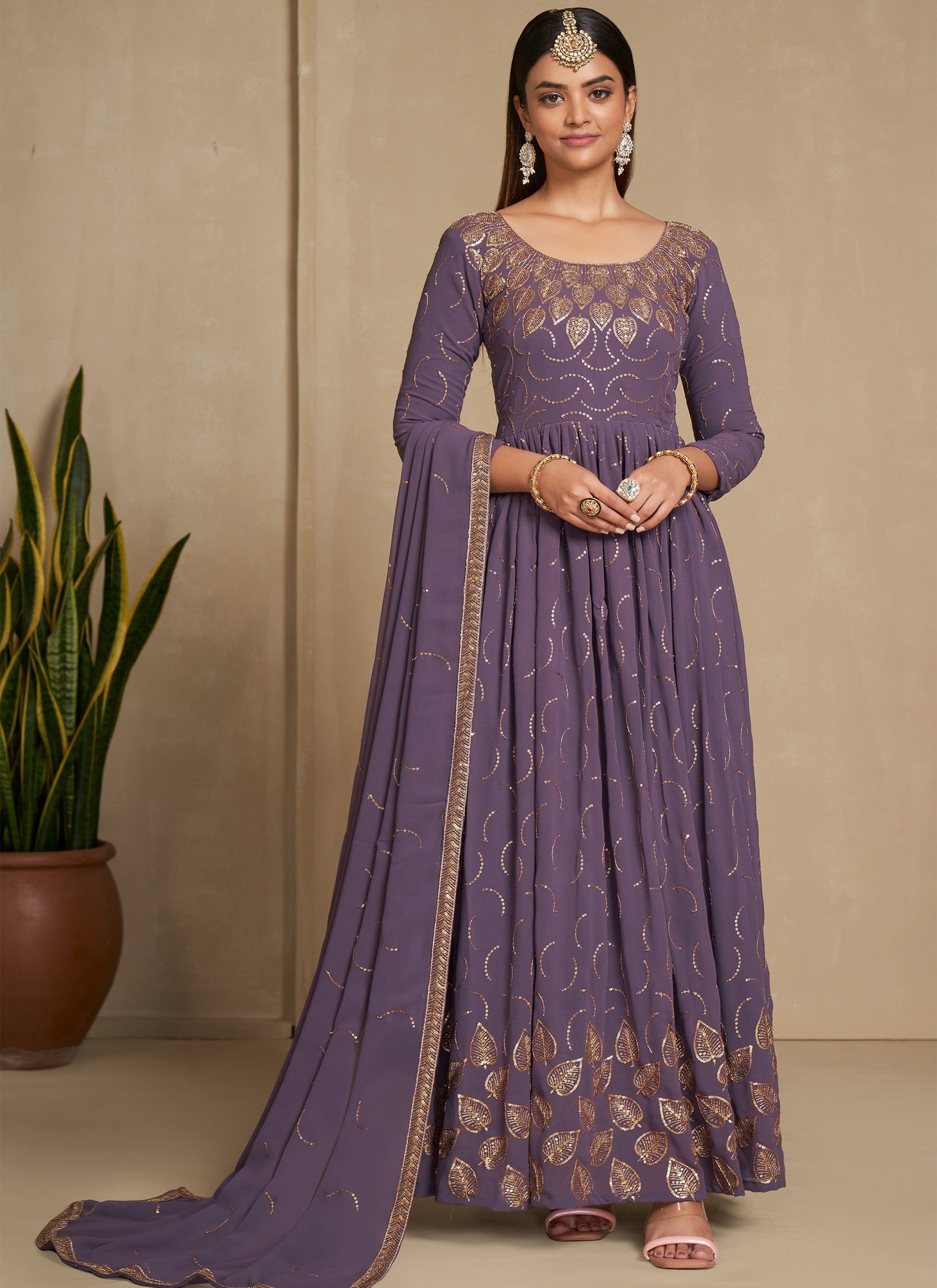 Designer Lavender Long Gown