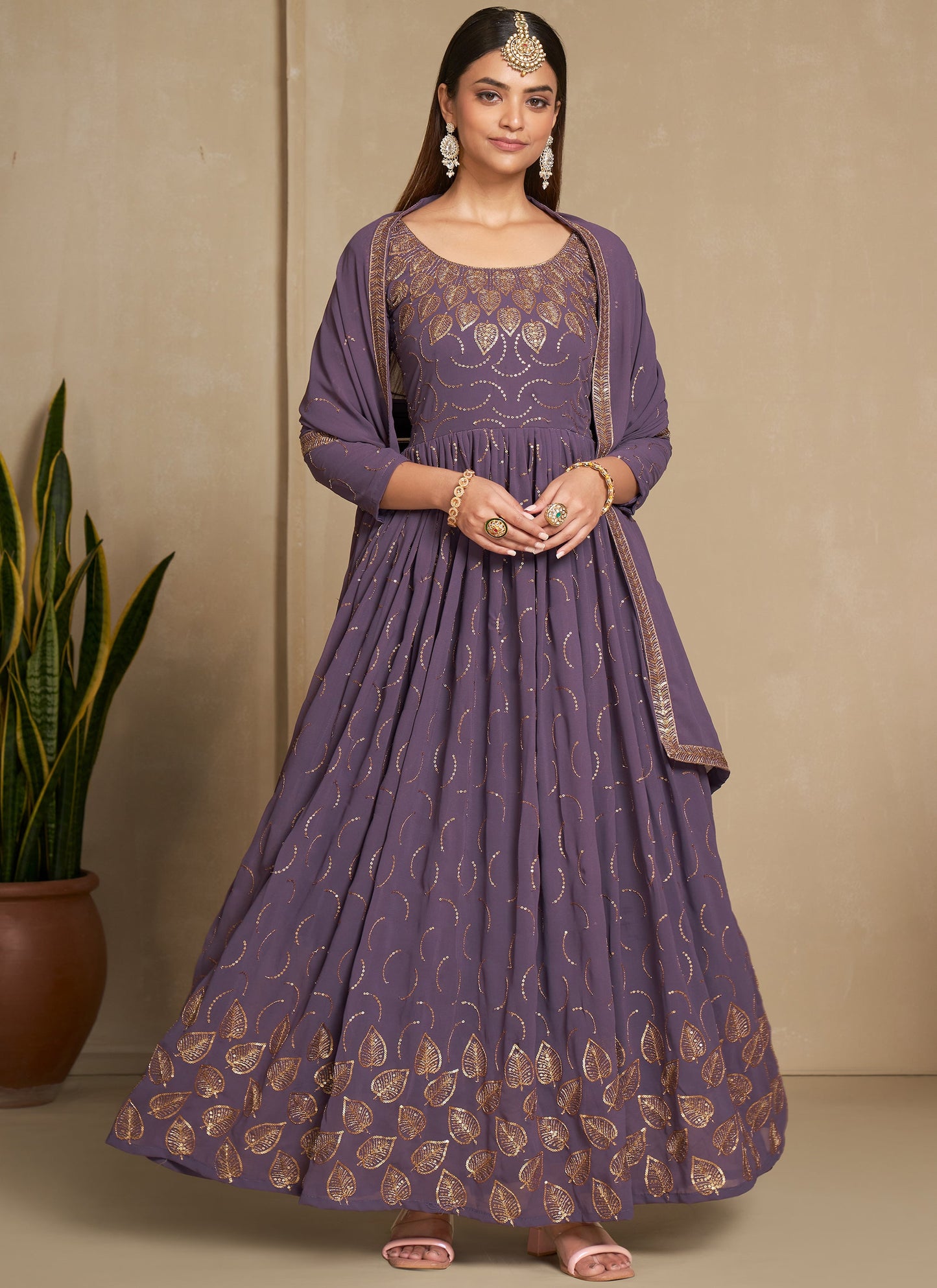 Designer Lavender Long Gown