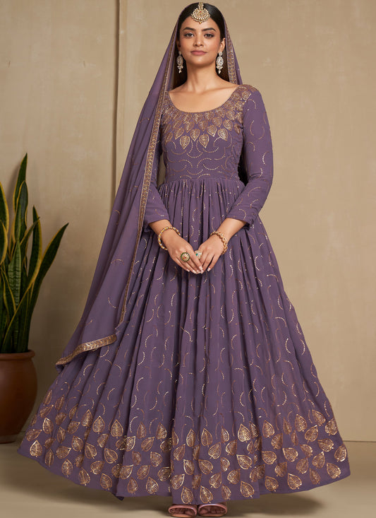 Designer Lavender Long Gown