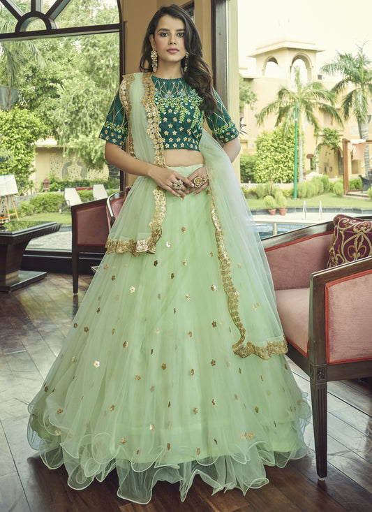 Pista Green Designer Lehenga Choli