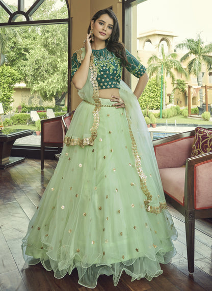 Pista Green Designer Lehenga Choli