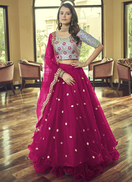 Cherry Pink Party Wear Lehenga Choli