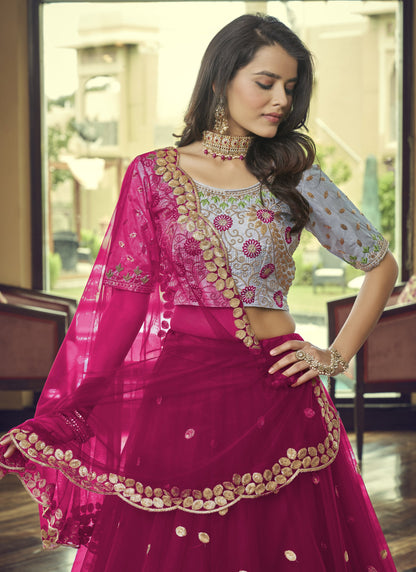 Cherry Pink Party Wear Lehenga Choli