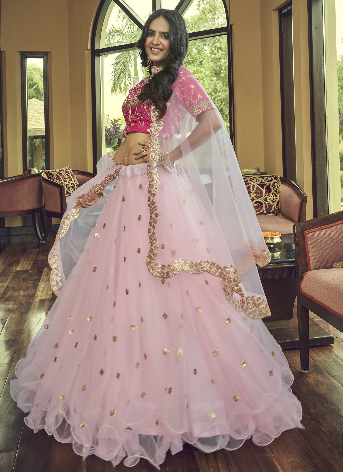 Baby Pink Designer Lehenga Choli