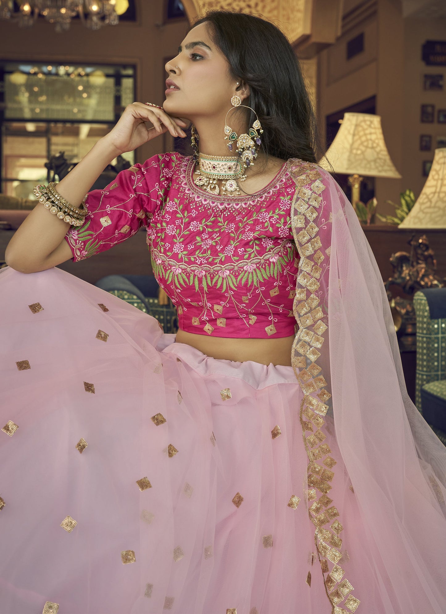 Baby Pink Designer Lehenga Choli