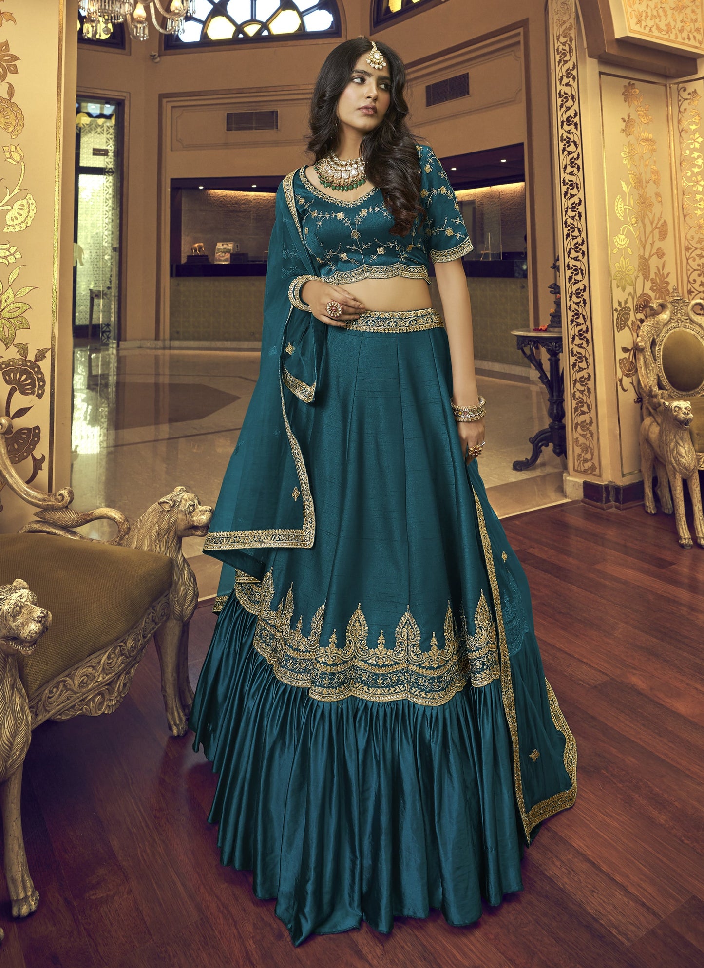 Teal Blue Designer Lehenga Choli