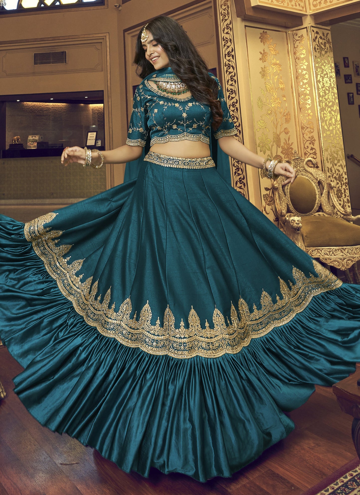 Teal Blue Designer Lehenga Choli